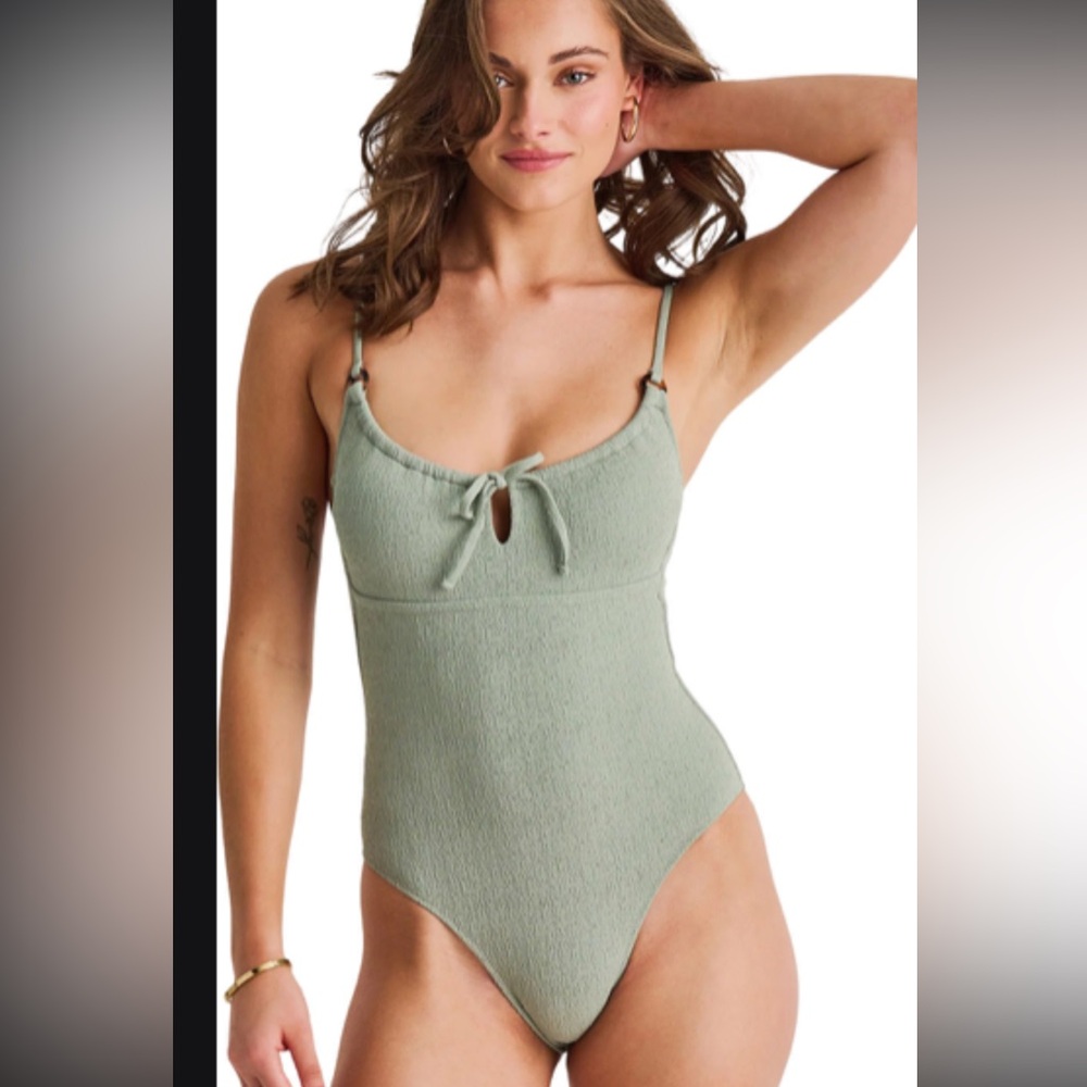 Textured Sage Green One-Piece Swimsuit